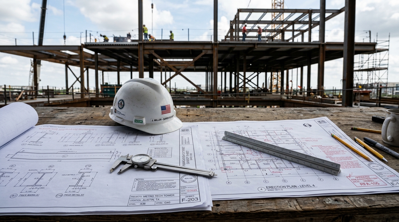 Shop drawings vs fabrication drawings vs erection drawings comparison on construction site
